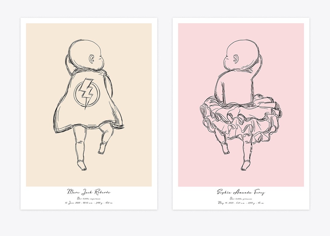 Baby posters in funny costumes