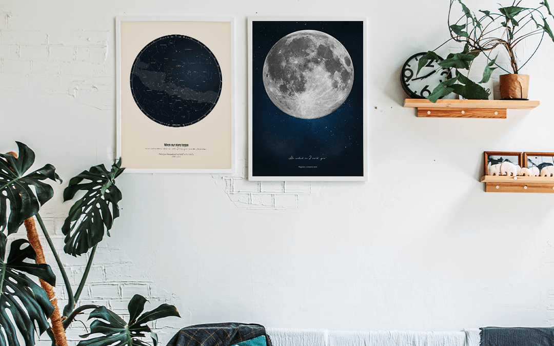 Sternenhimmel Poster und Mondposter - Personalisierte Geschenke zum Hochzeitstag - Positive Prints