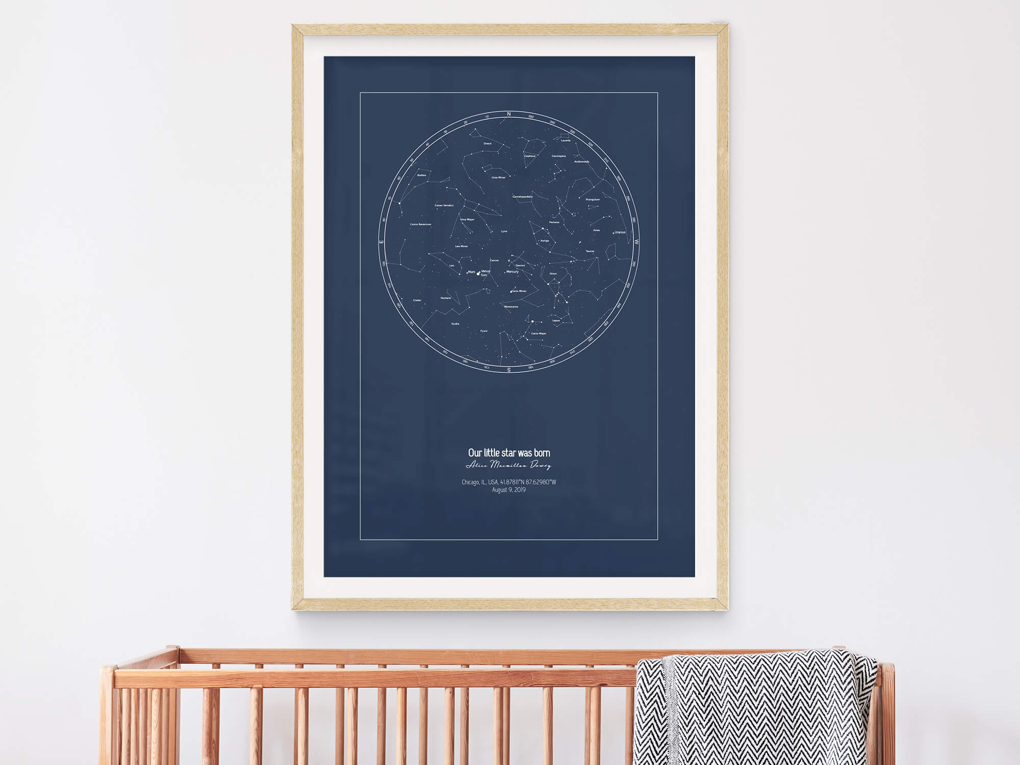 Star map of a baby with name that means star