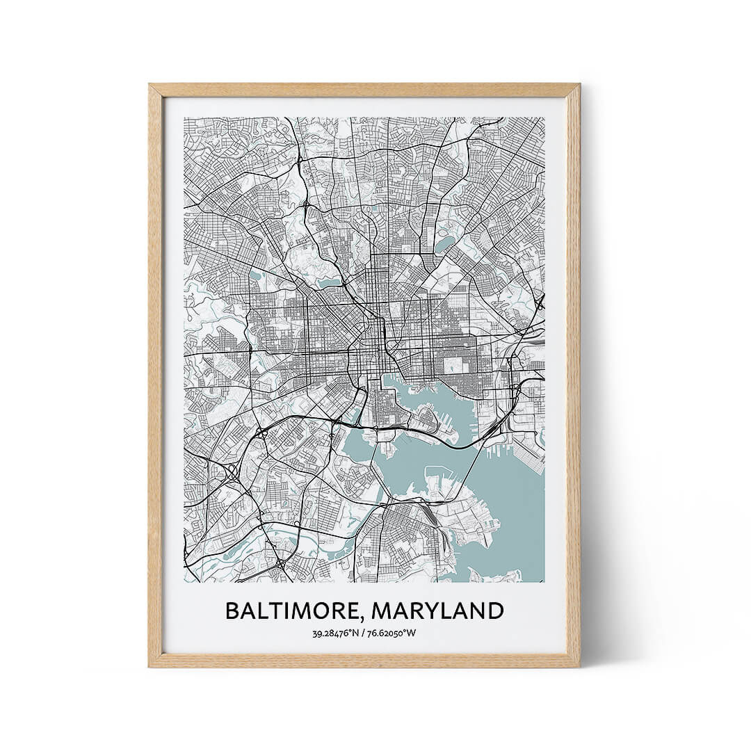 Baltimore city map poster