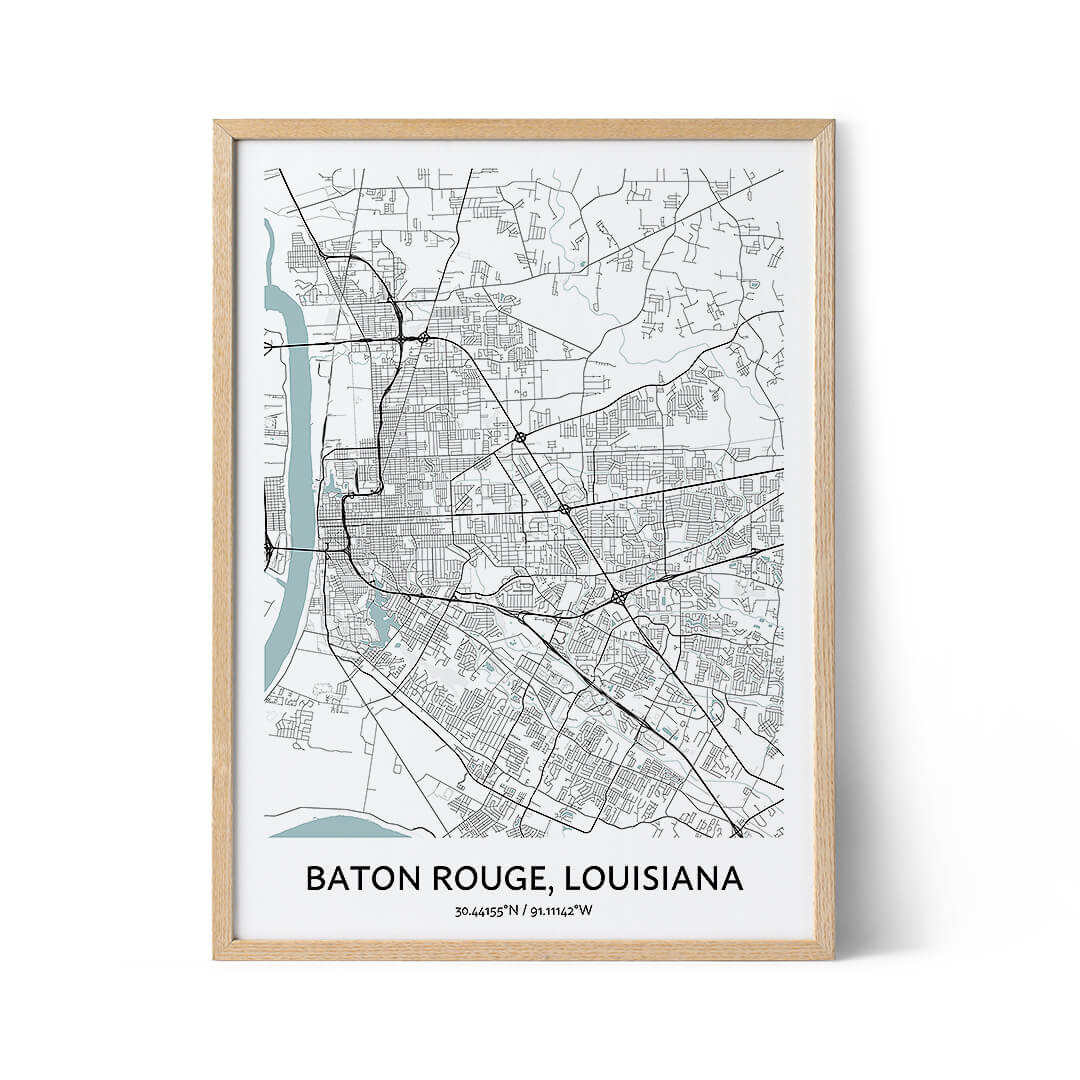 Baton Rouge city map poster