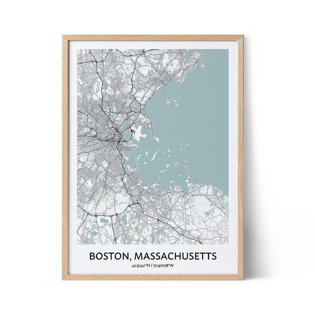Boston city map poster