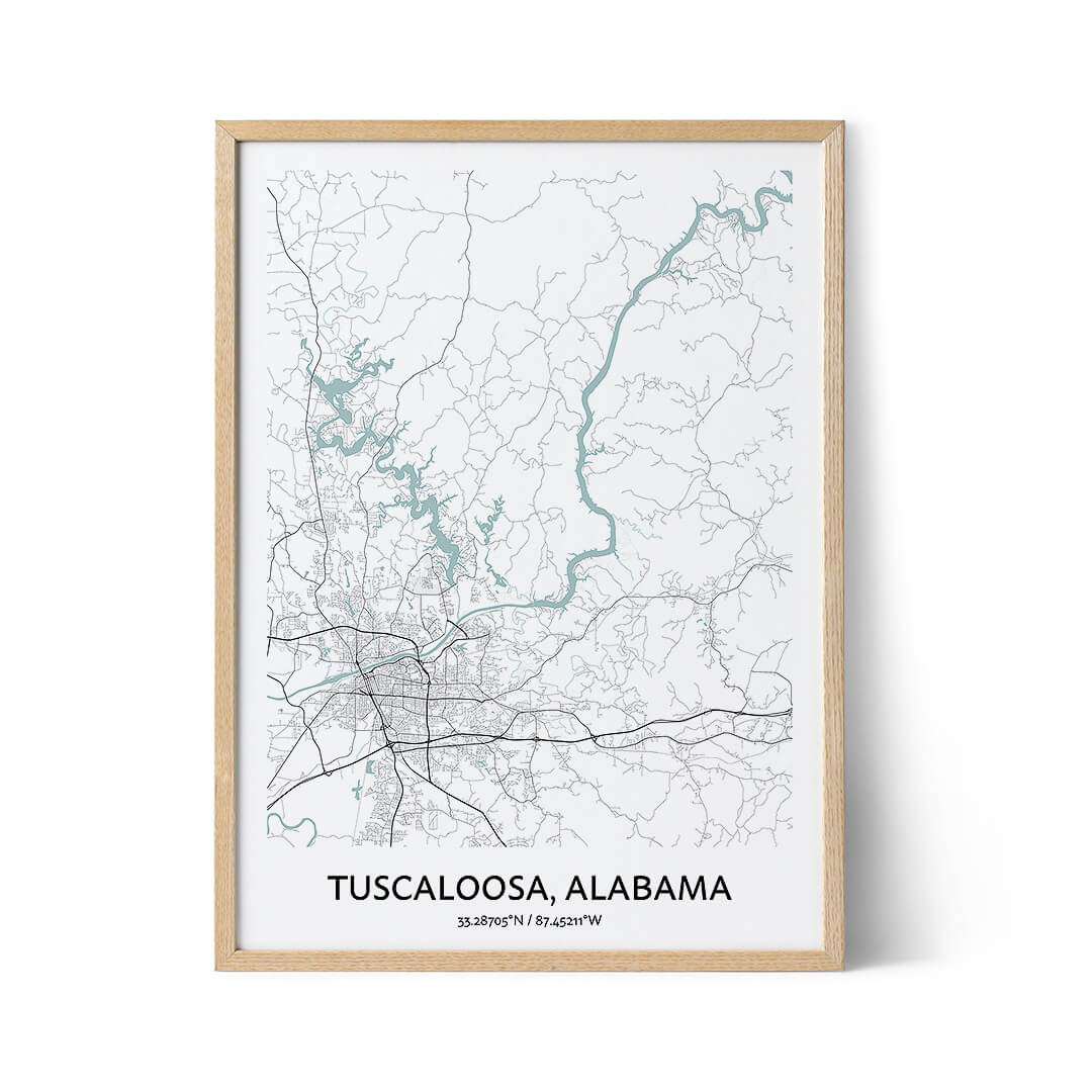 Tuscaloosa city map poster