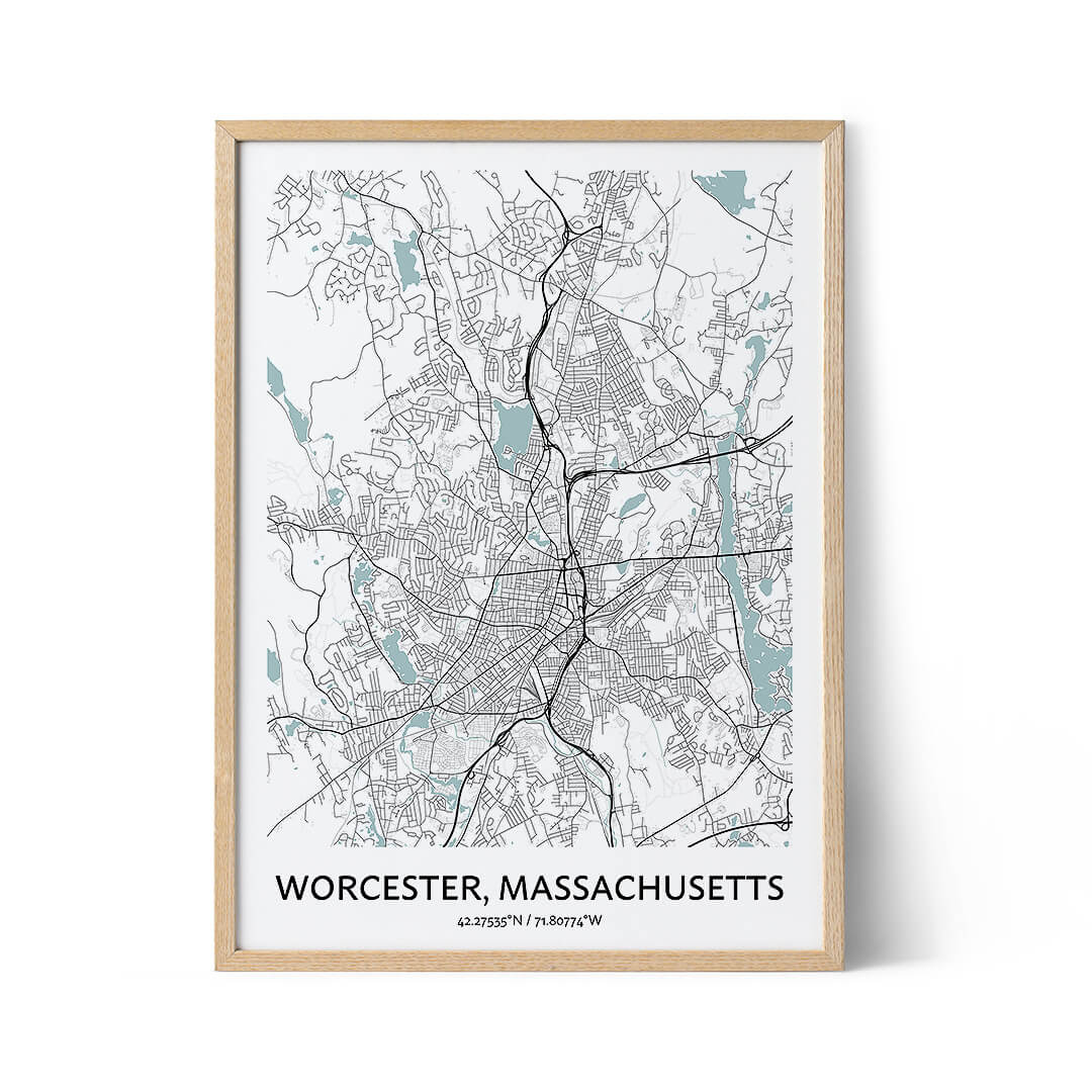 Worcester city map poster