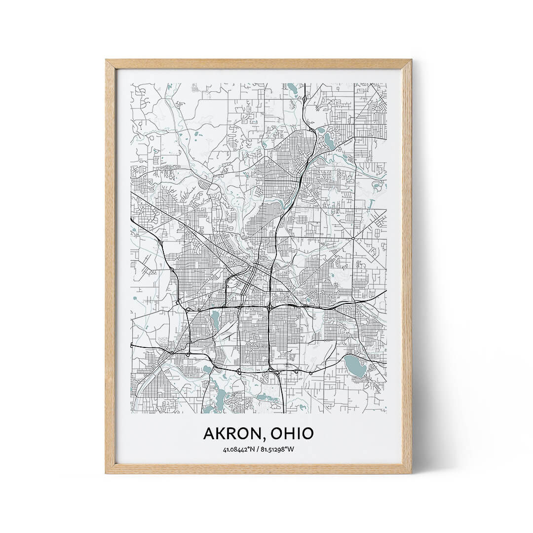 Akron city map poster