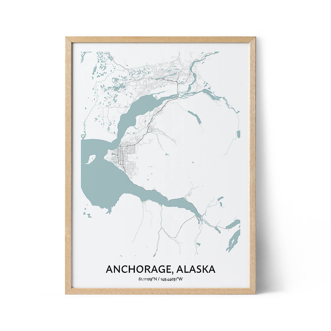 Anchorage city map poster