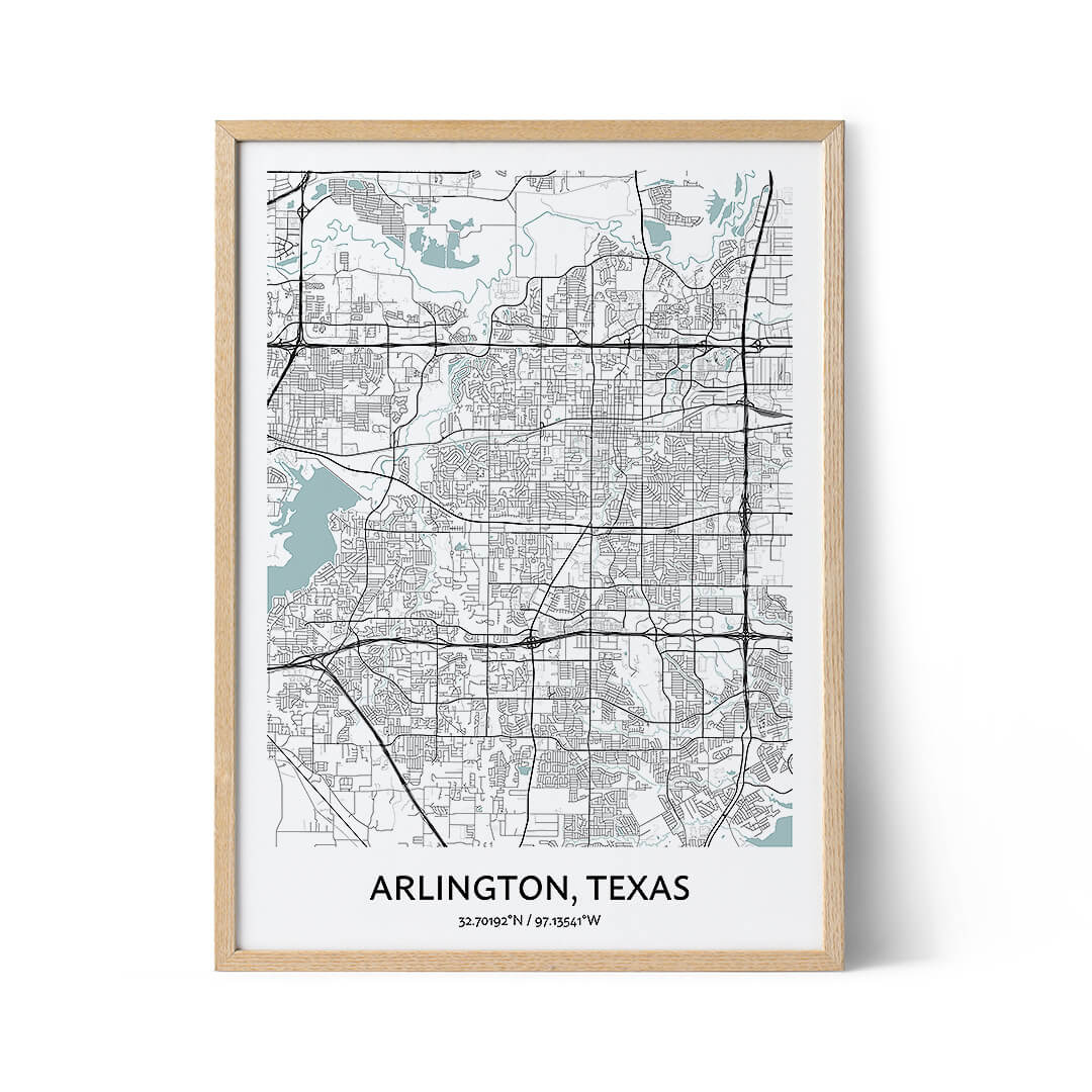 Arlington Texas city map poster