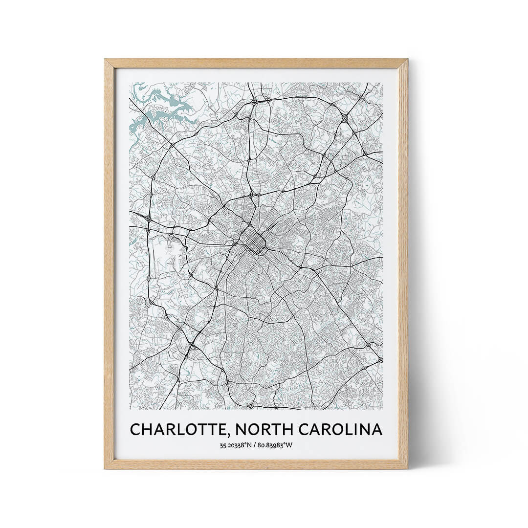 Charlotte city map poster