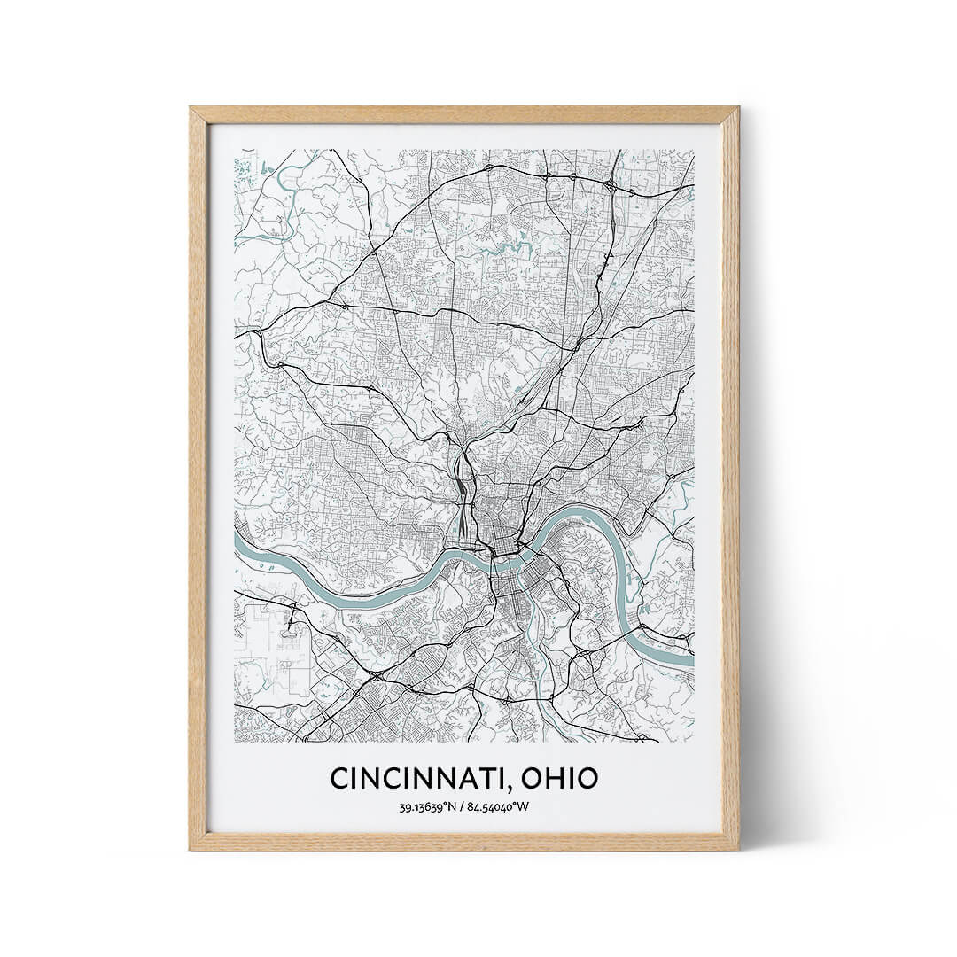 Cincinnati city map poster