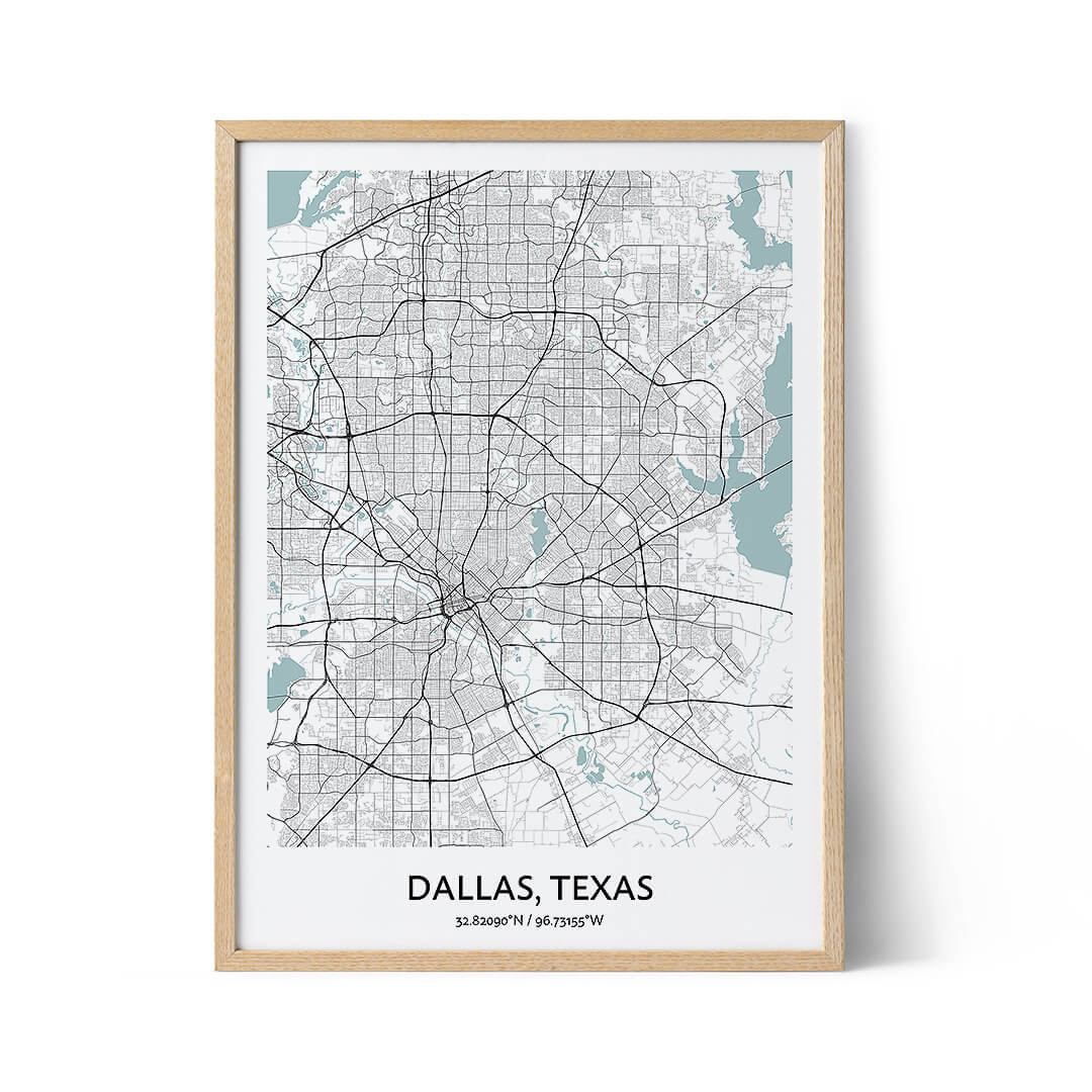 Dallas city map poster