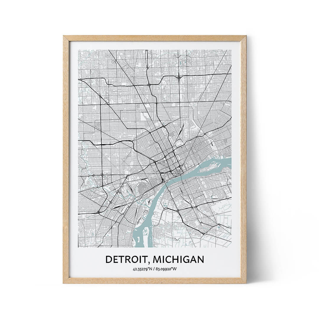 Detroit city map poster