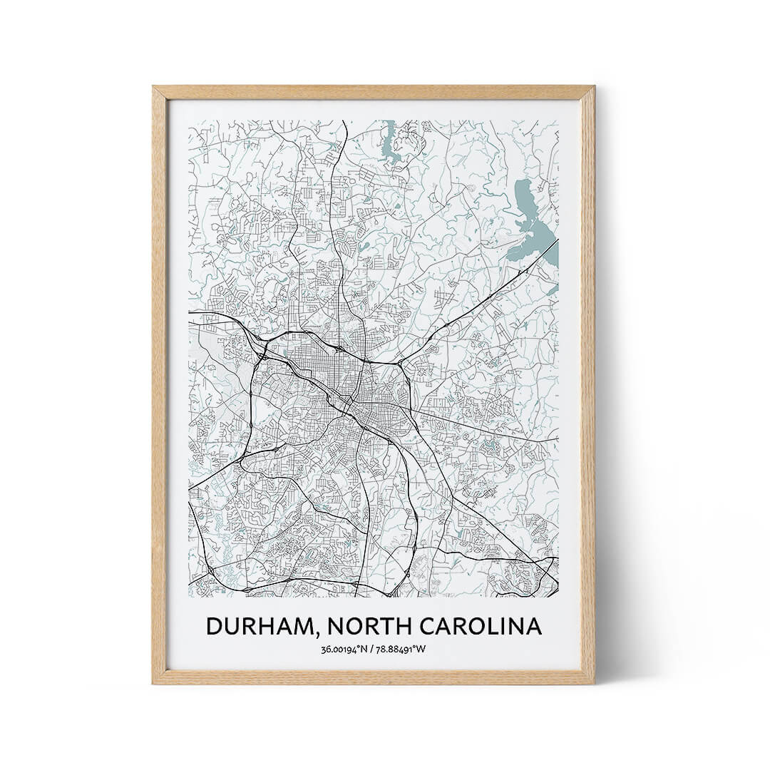 Durham North Carolina city map poster