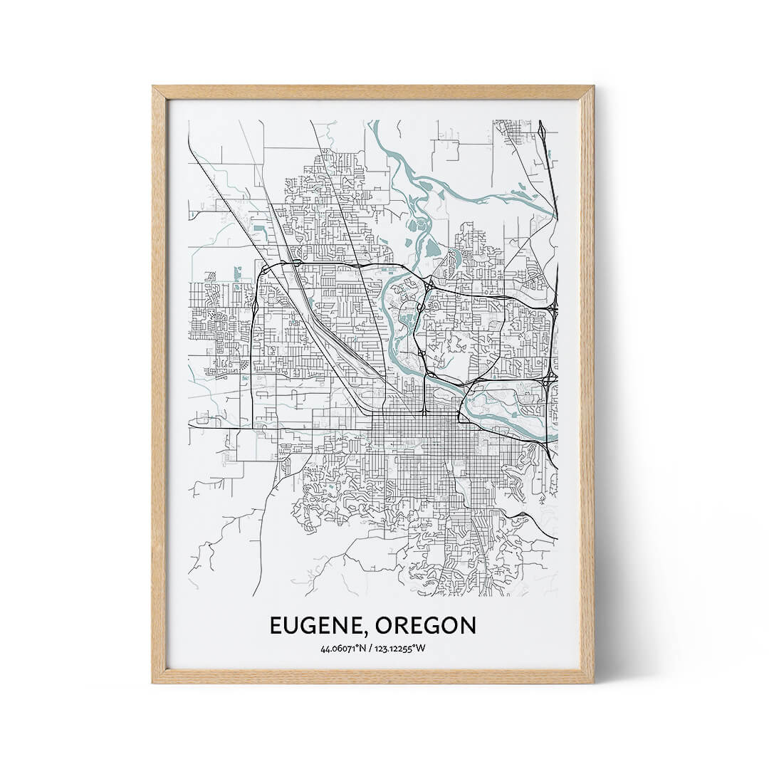 Eugene city map poster