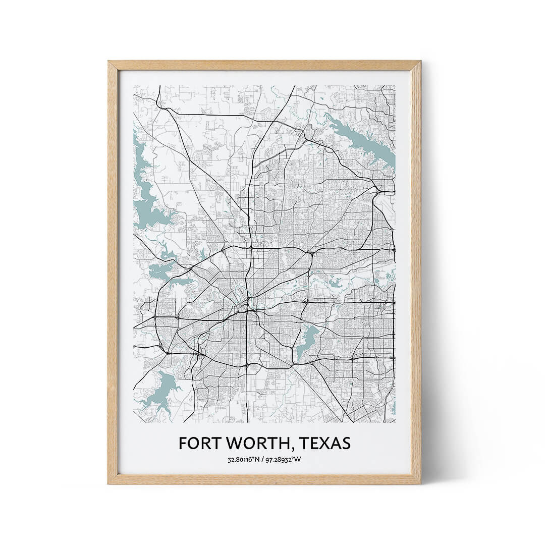 Fort Worth city map poster