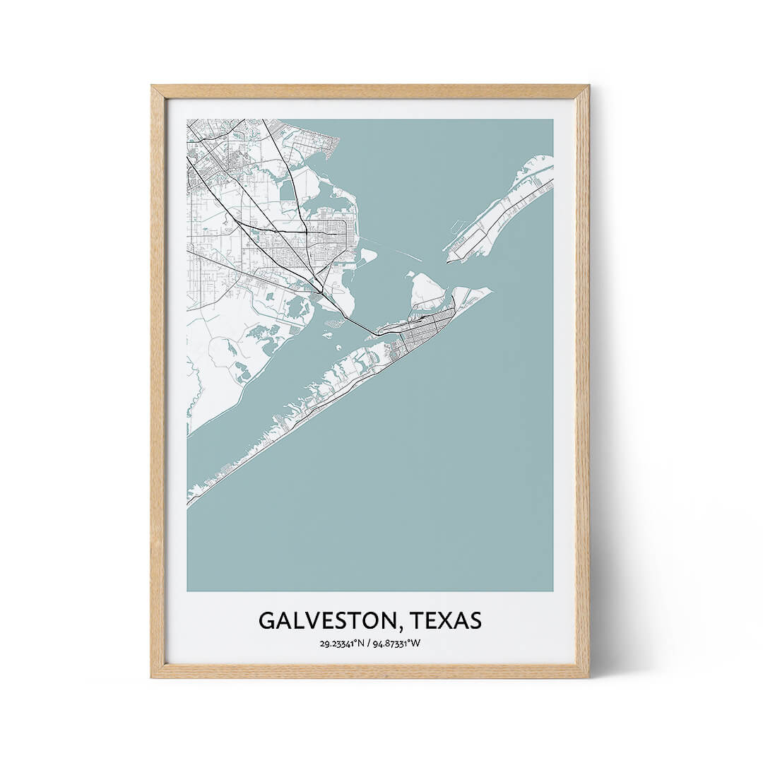 Galveston city map poster