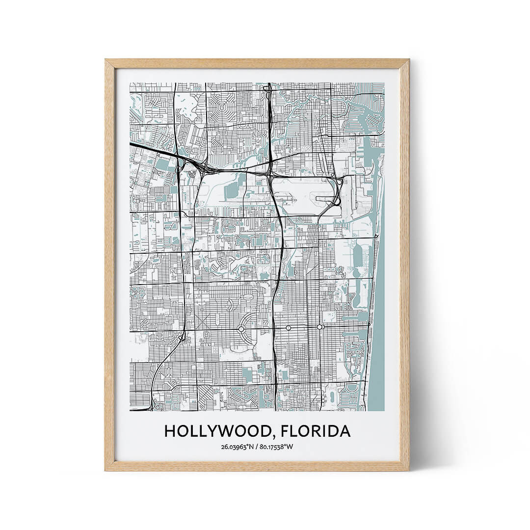 Hollywood city map poster