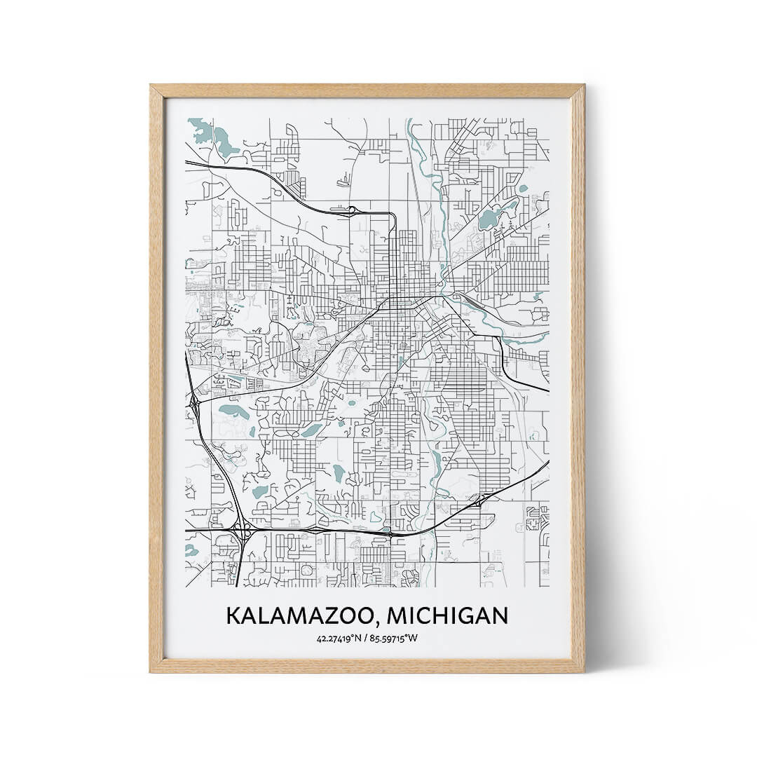 Kalamazoo city map poster