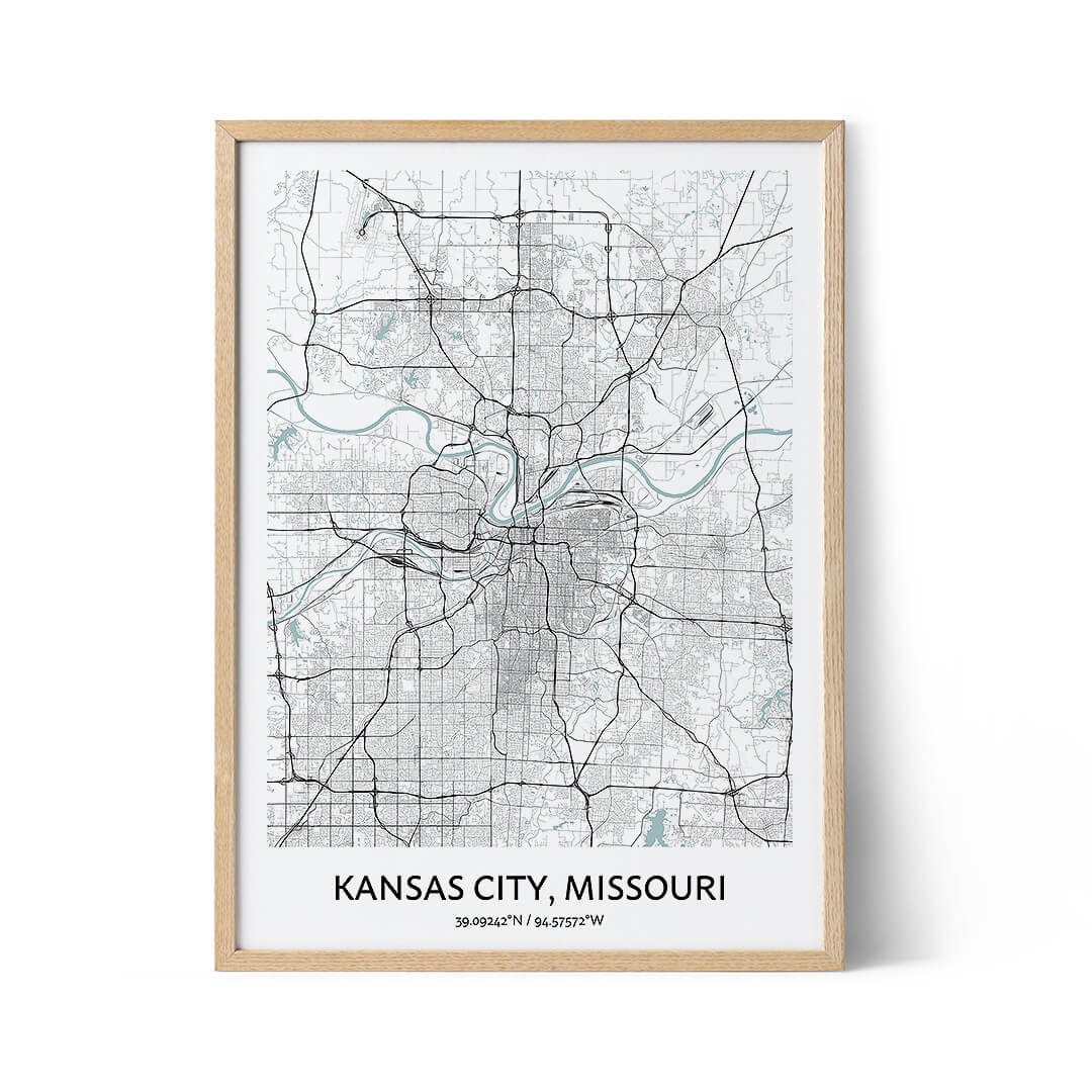 Affiche de la carte de la ville de Kansas City