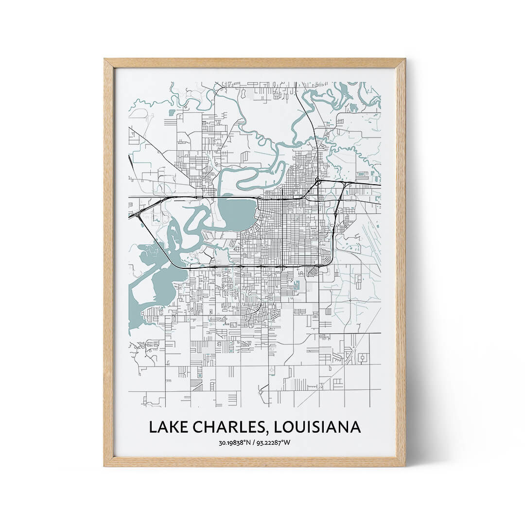 Lake Charles city map poster