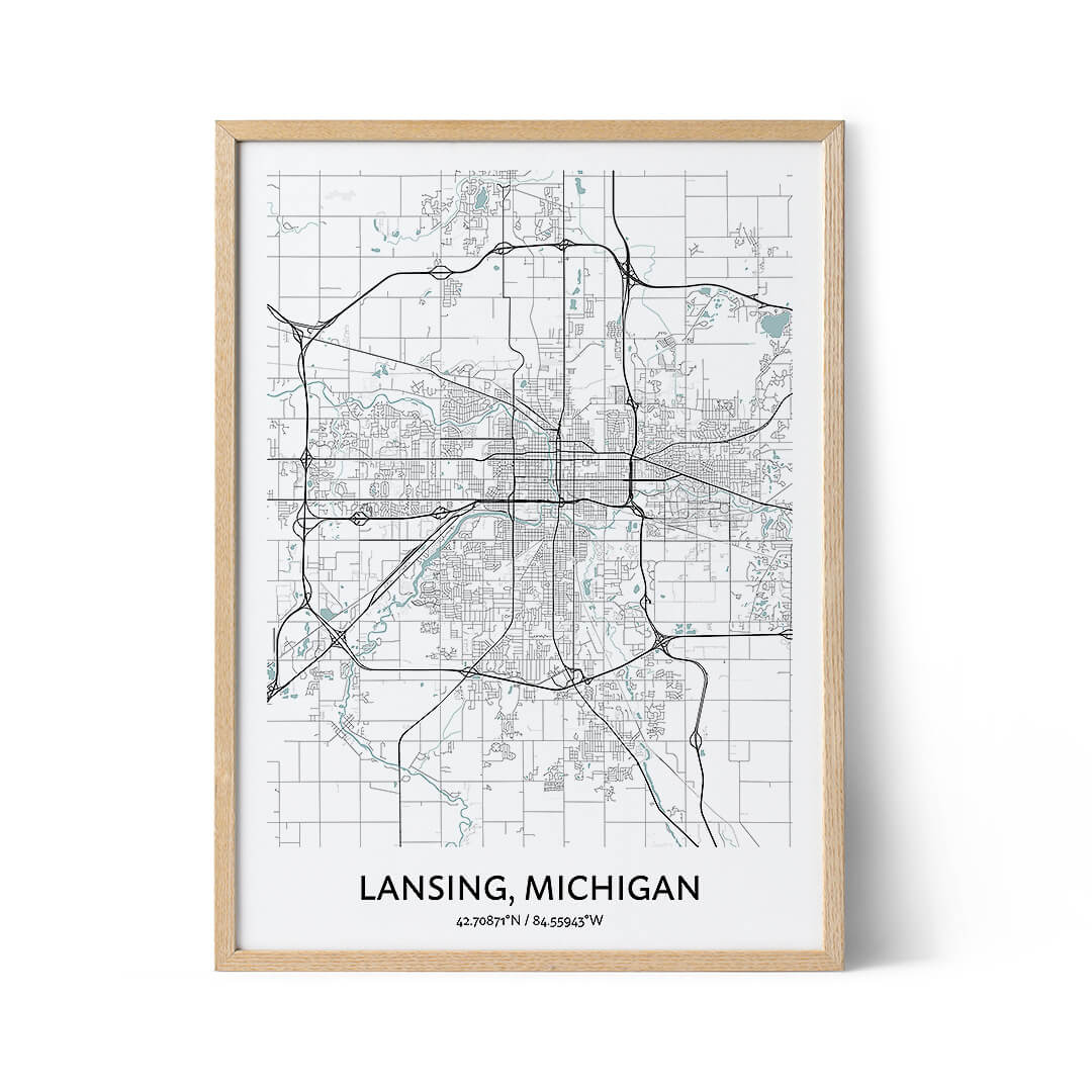 Lansing city map poster