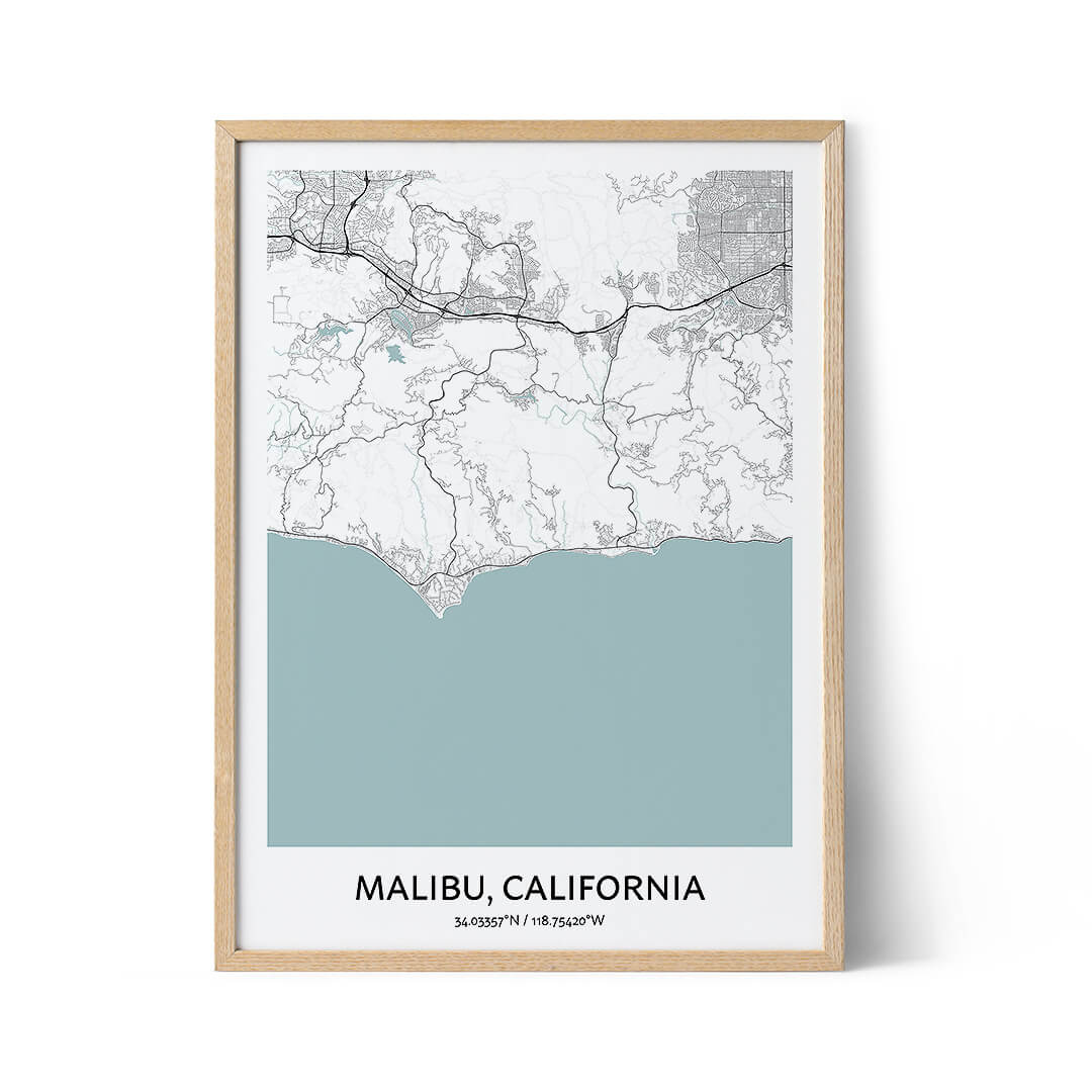 Affiche du plan de la ville de Malibu