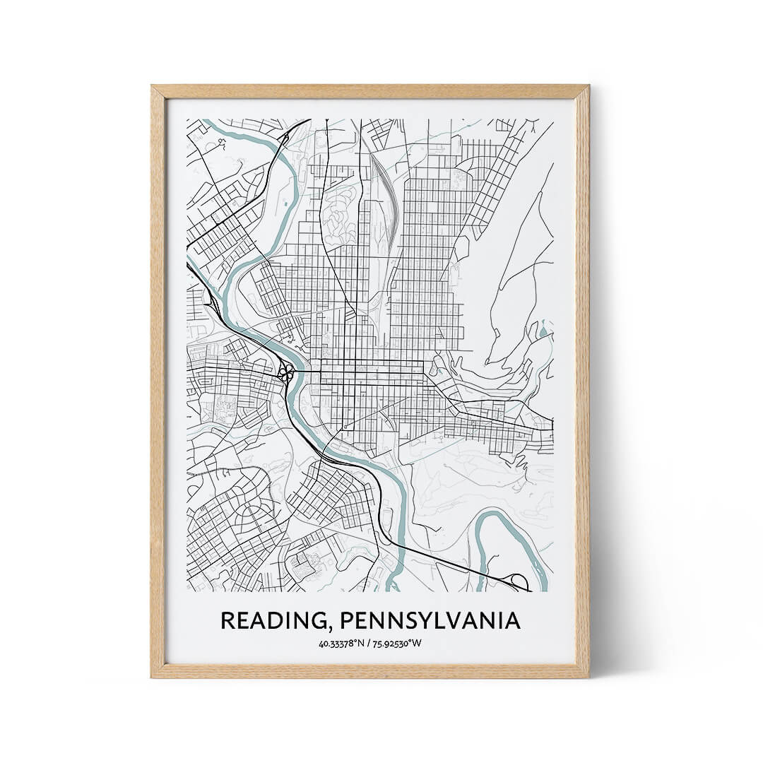Reading city map poster