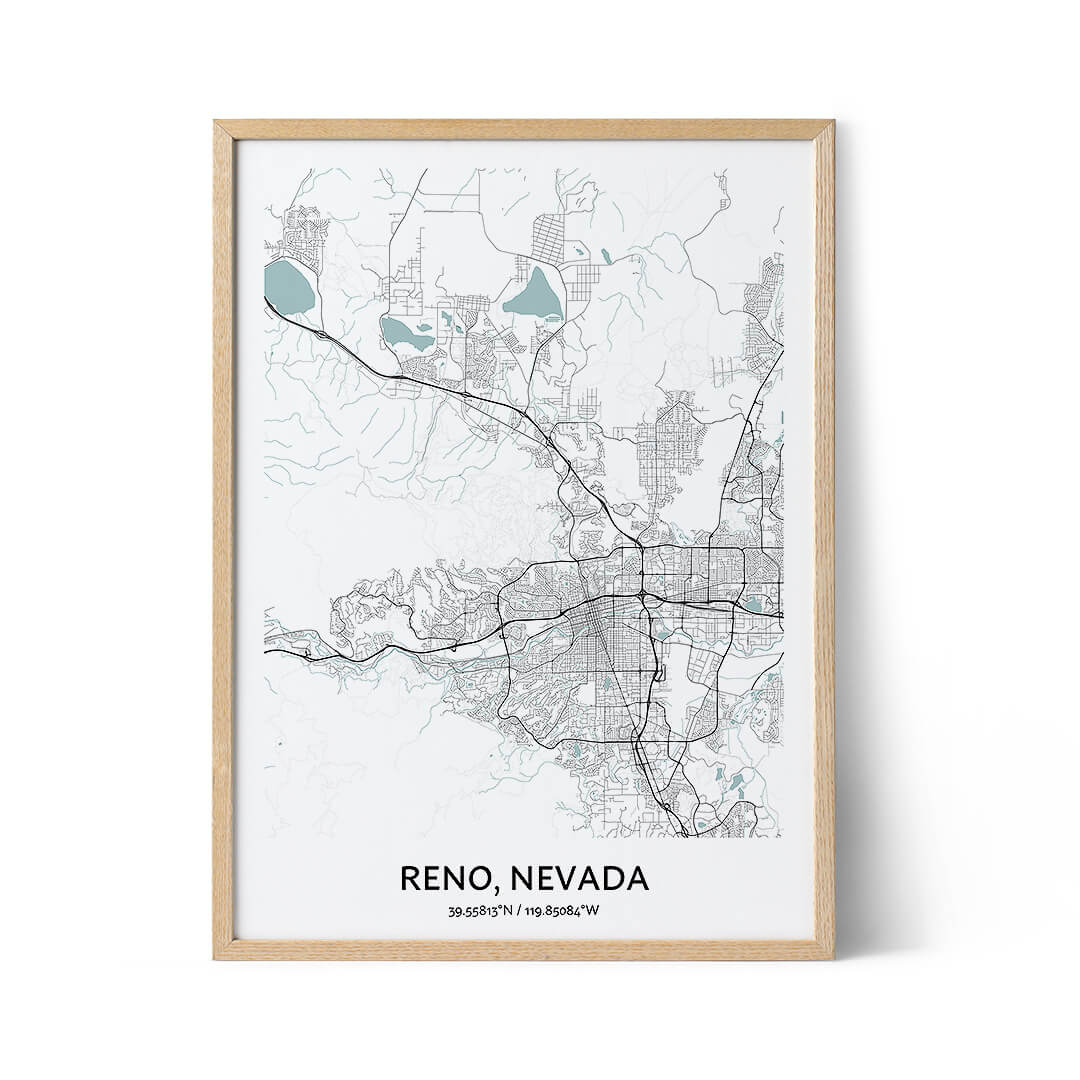 Reno city map poster