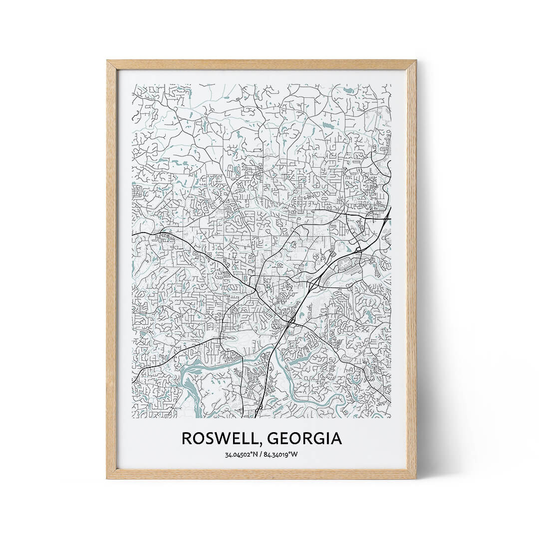 Roswell city map poster