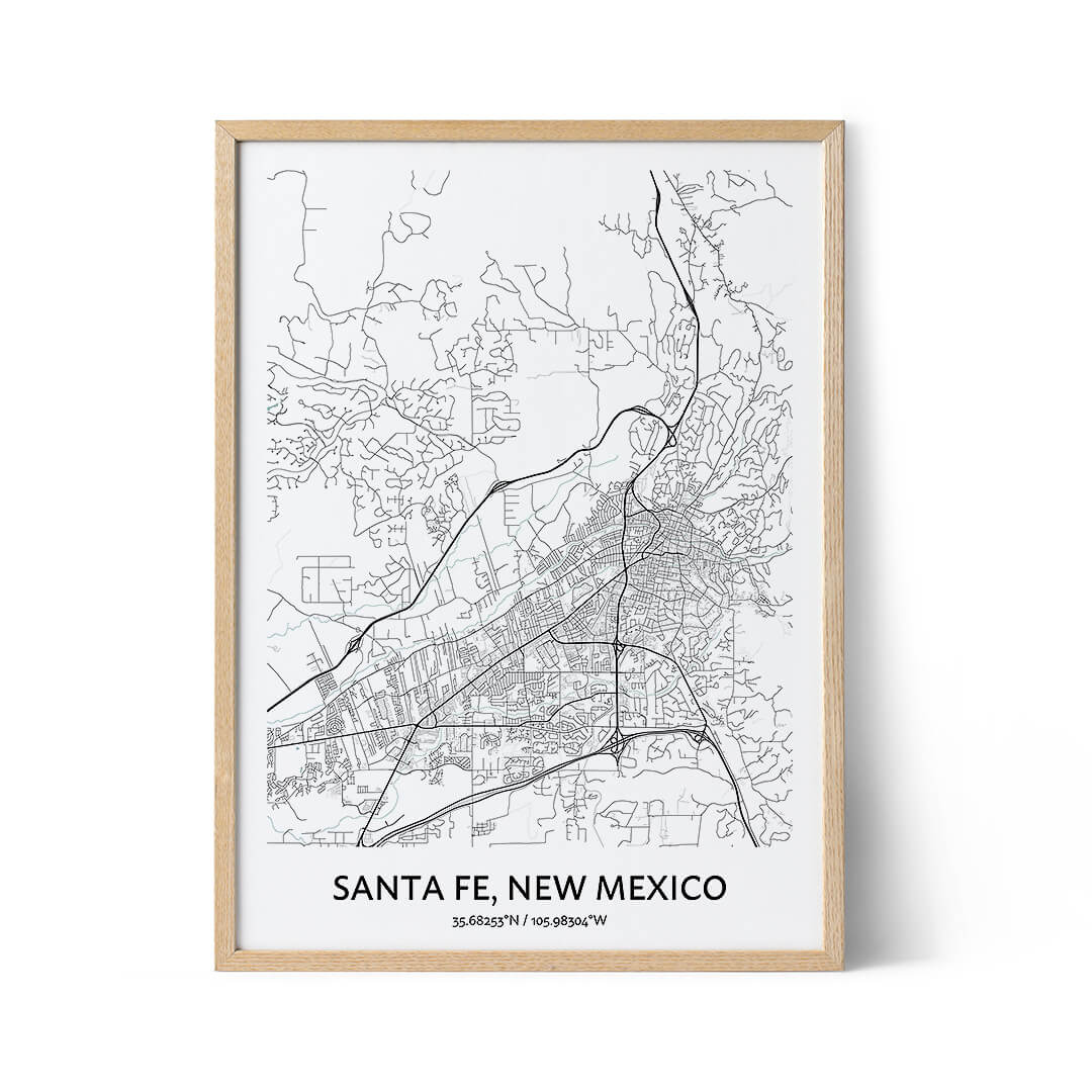 Affiche du plan de la ville de Santa Fe