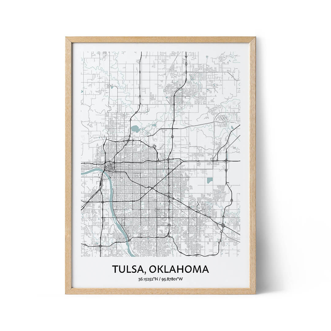 Tulsa city map poster