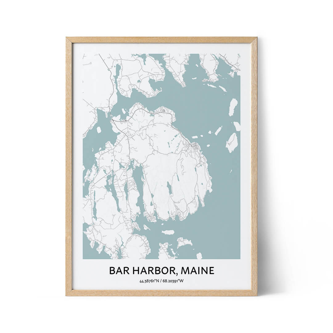 Bar Harbor city map poster