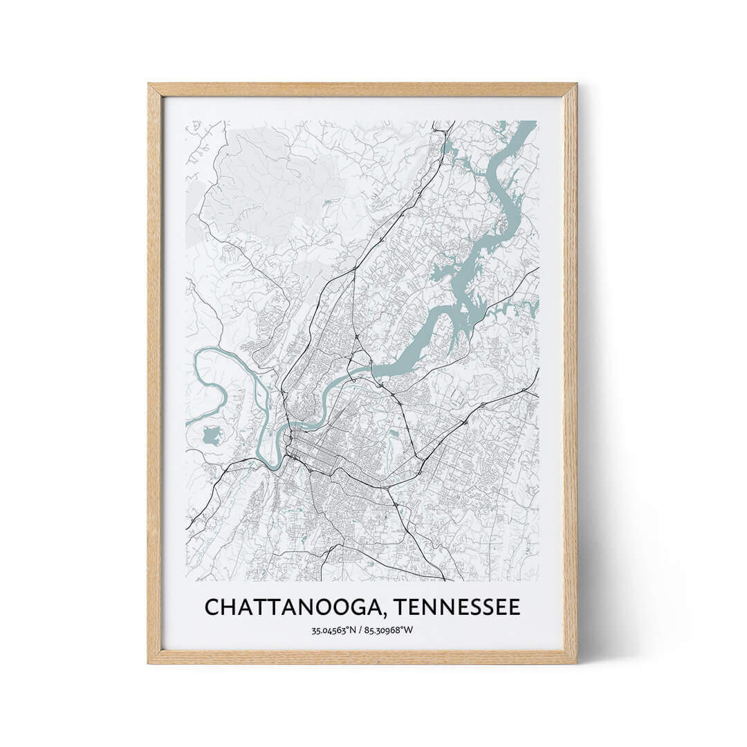 Chattanooga city map poster