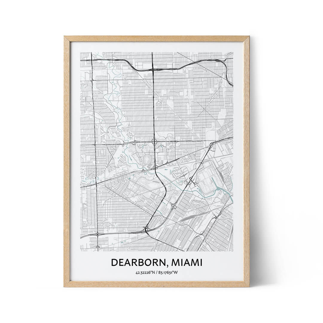 Dearborn city map poster
