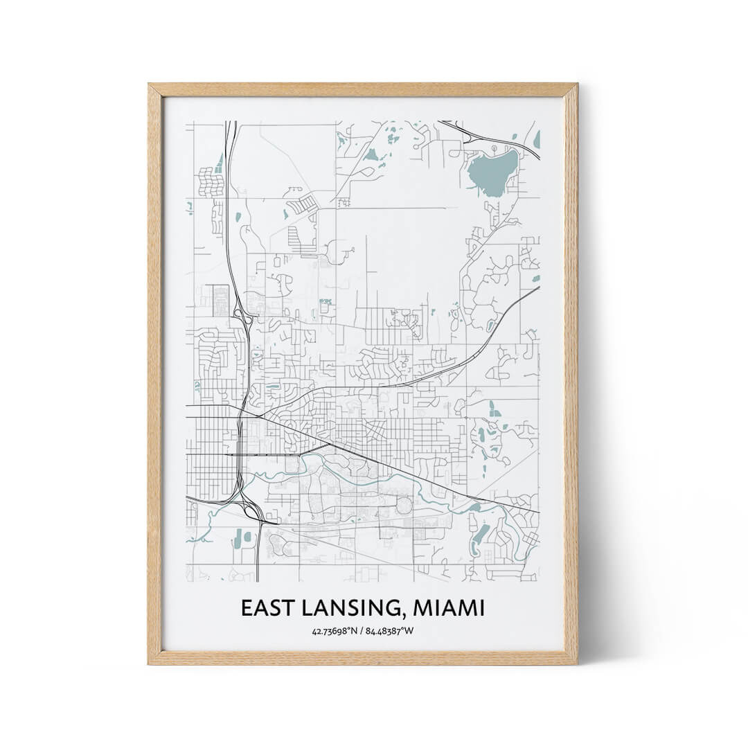 East Lansing city map poster