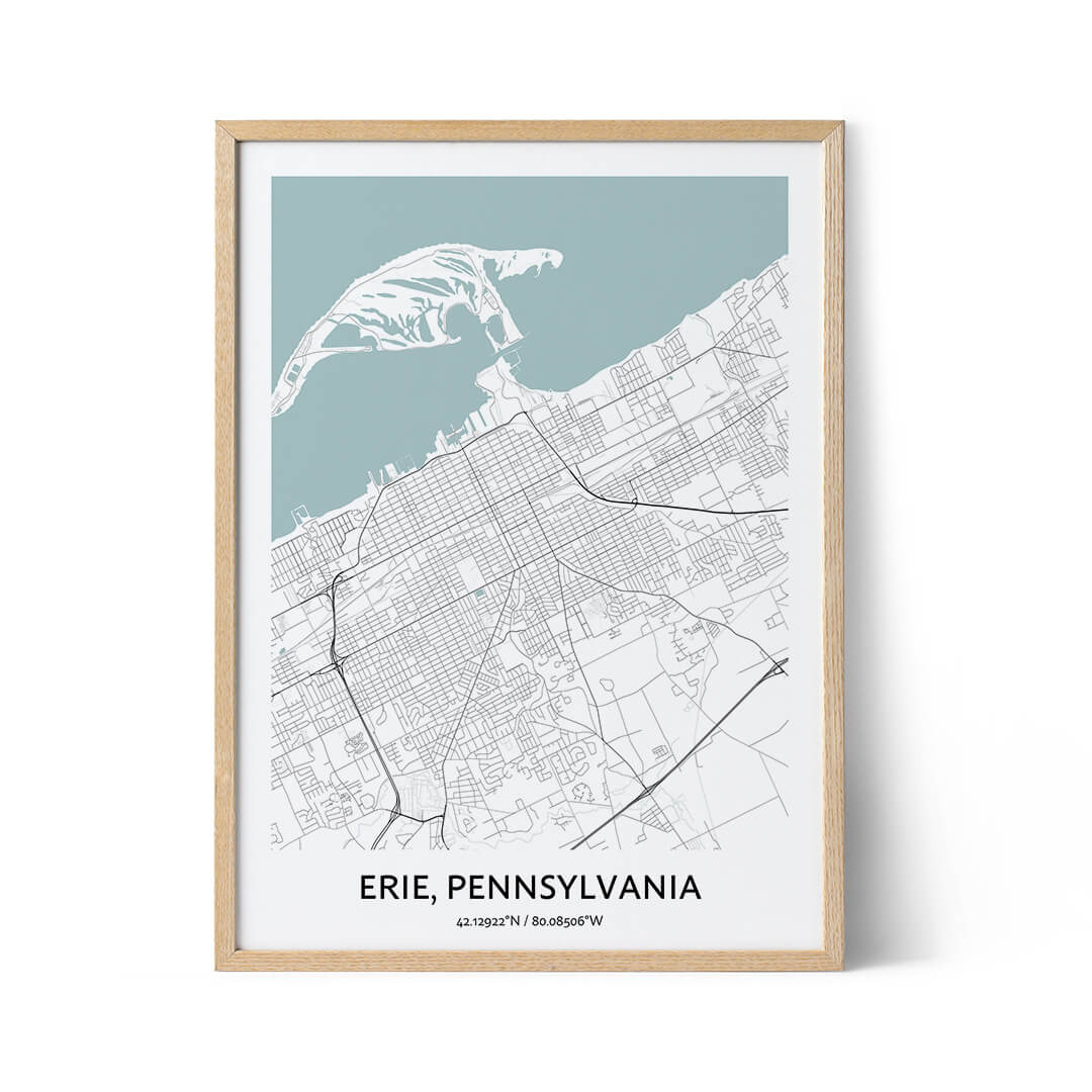 Erie city map poster