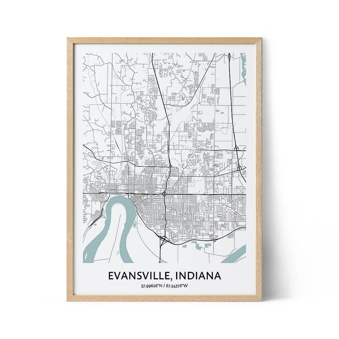 Evansville city map poster