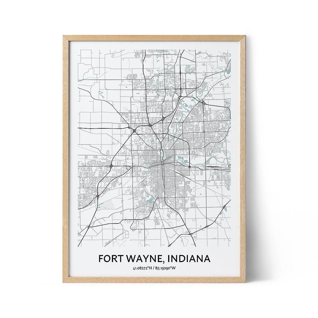 Fort Wayne city map poster
