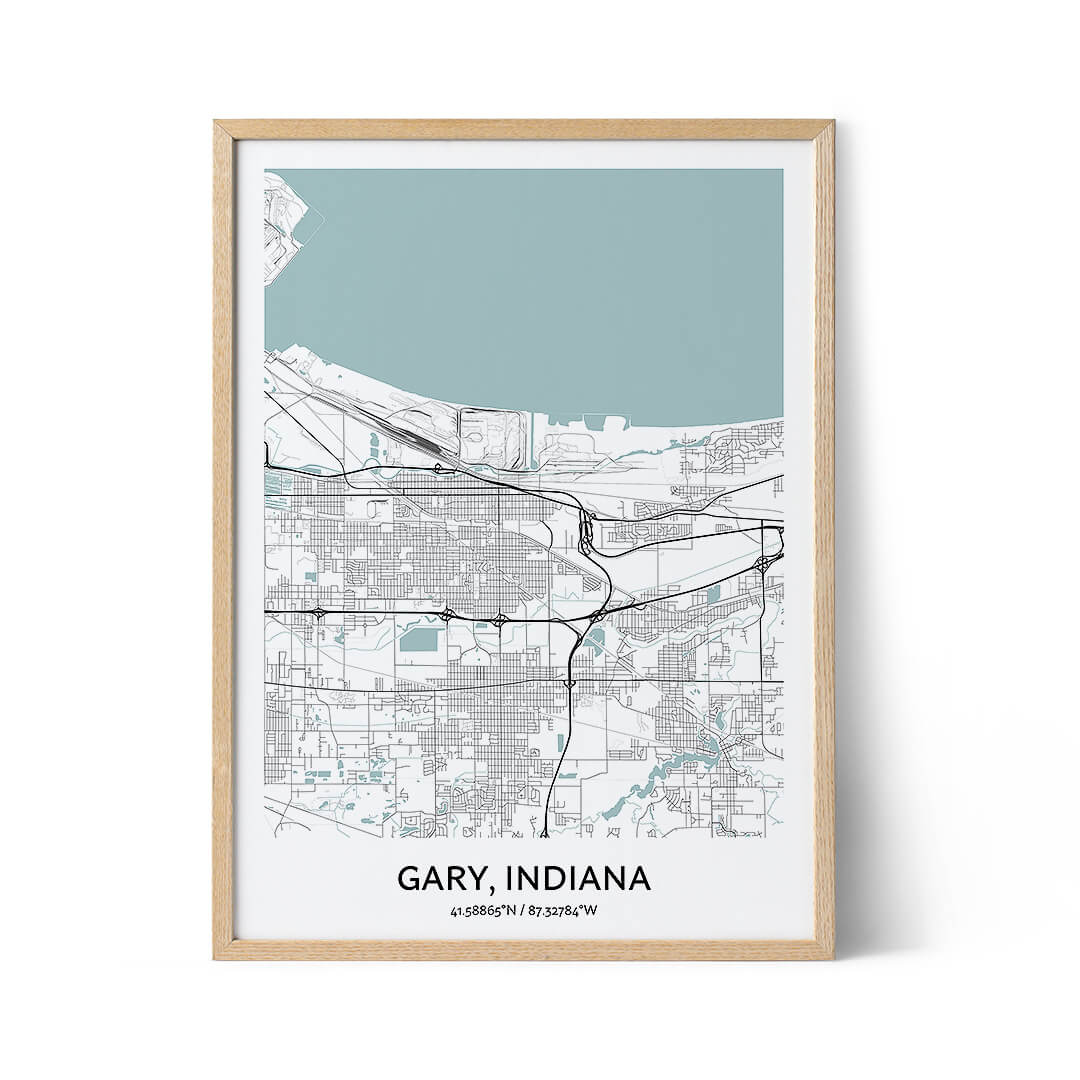 Gary city map poster