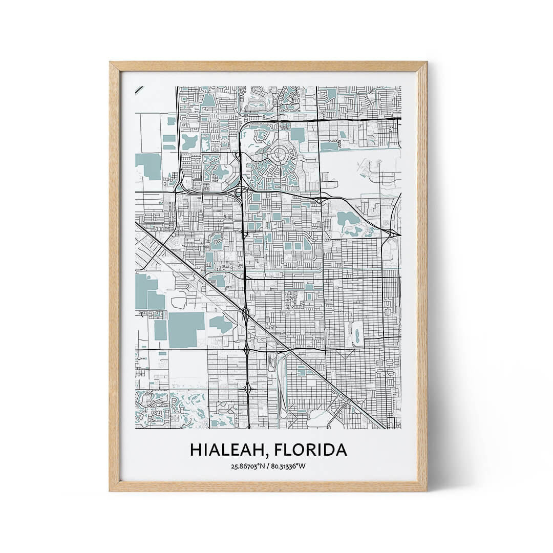 Hialeah city map poster