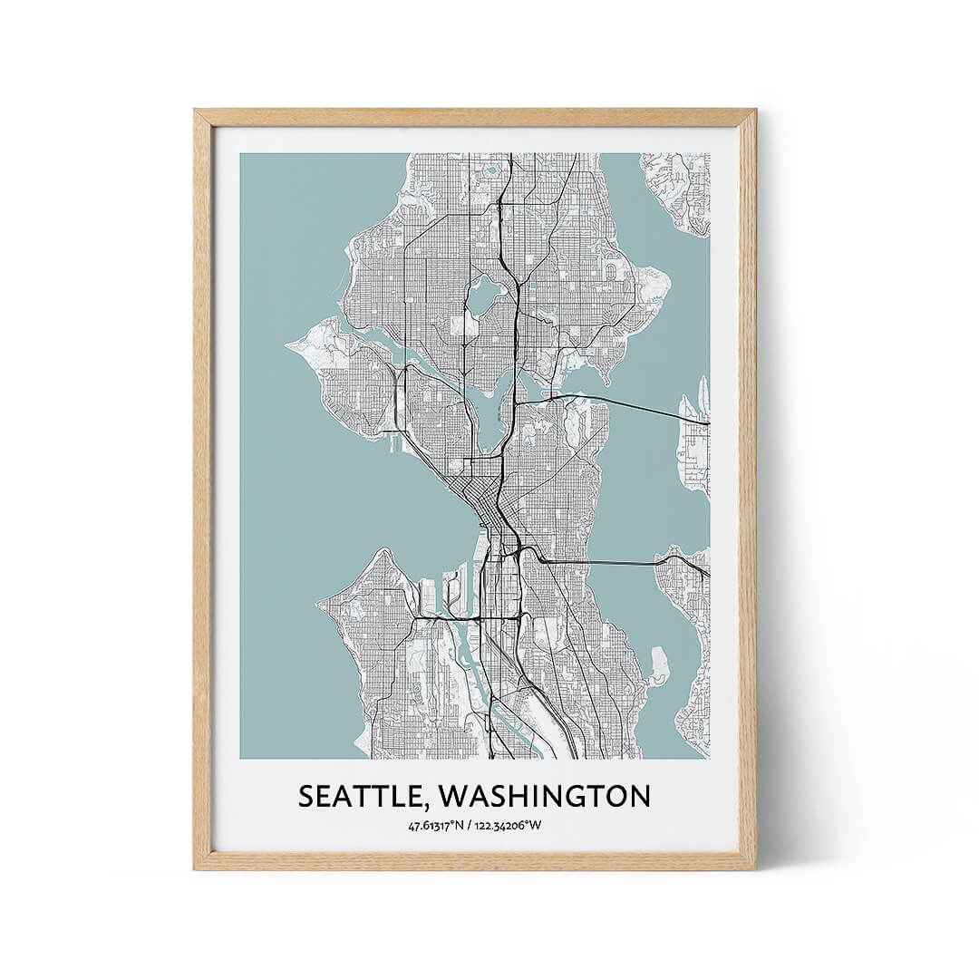 Affiche de la carte de la ville de Seattle