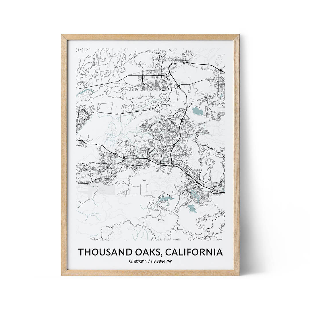 Thousand Oaks city map poster