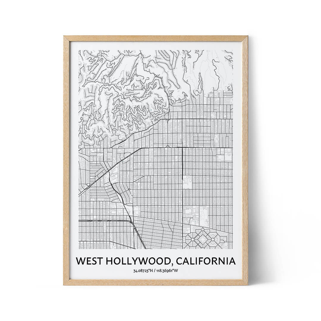 West Hollywood city map poster