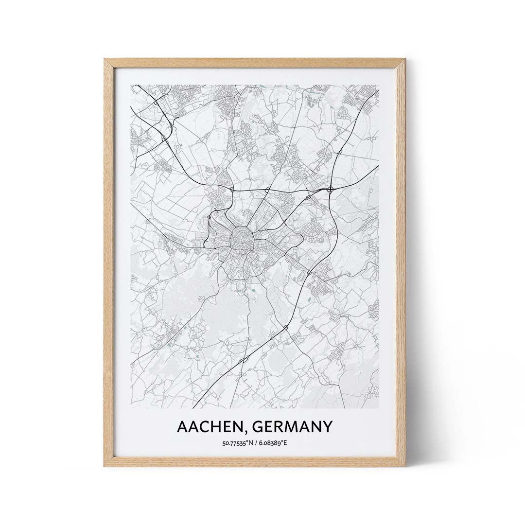 Aachen city map poster