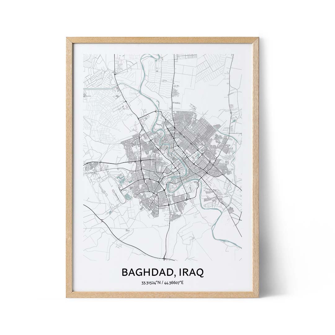 Baghdad city map poster