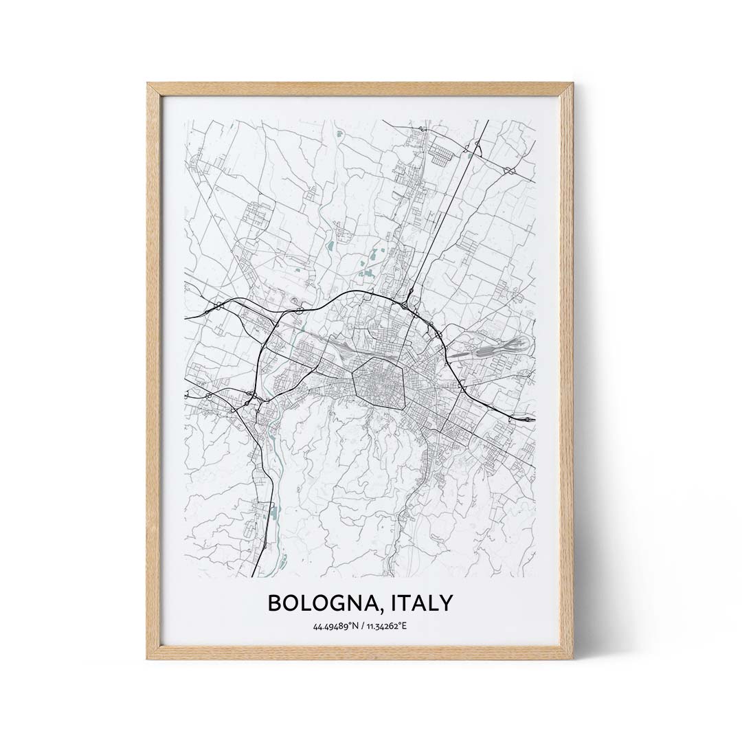 Bologna city map poster