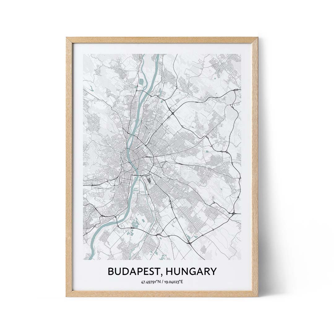 Affiche du plan de la ville de Budapest