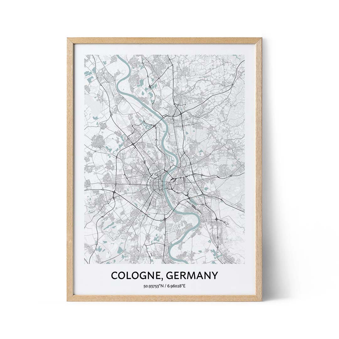 Affiche du plan de la ville de Cologne