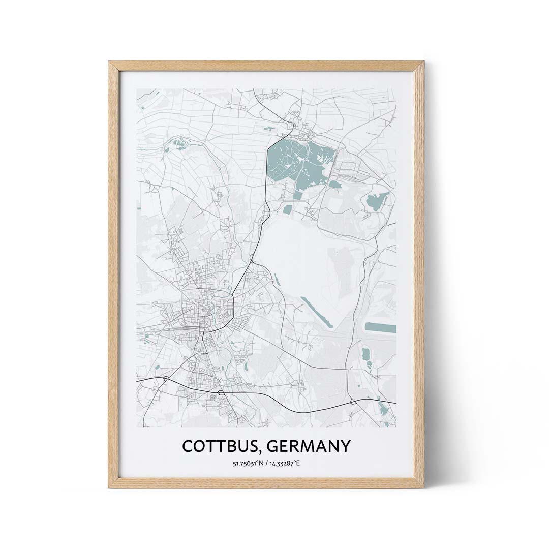 Affiche du plan de la ville de Cottbus