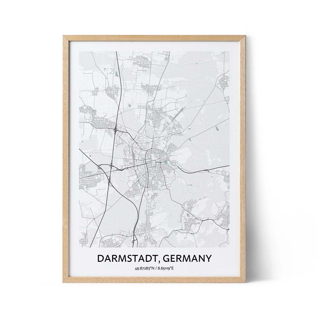 Darmstadt city map poster