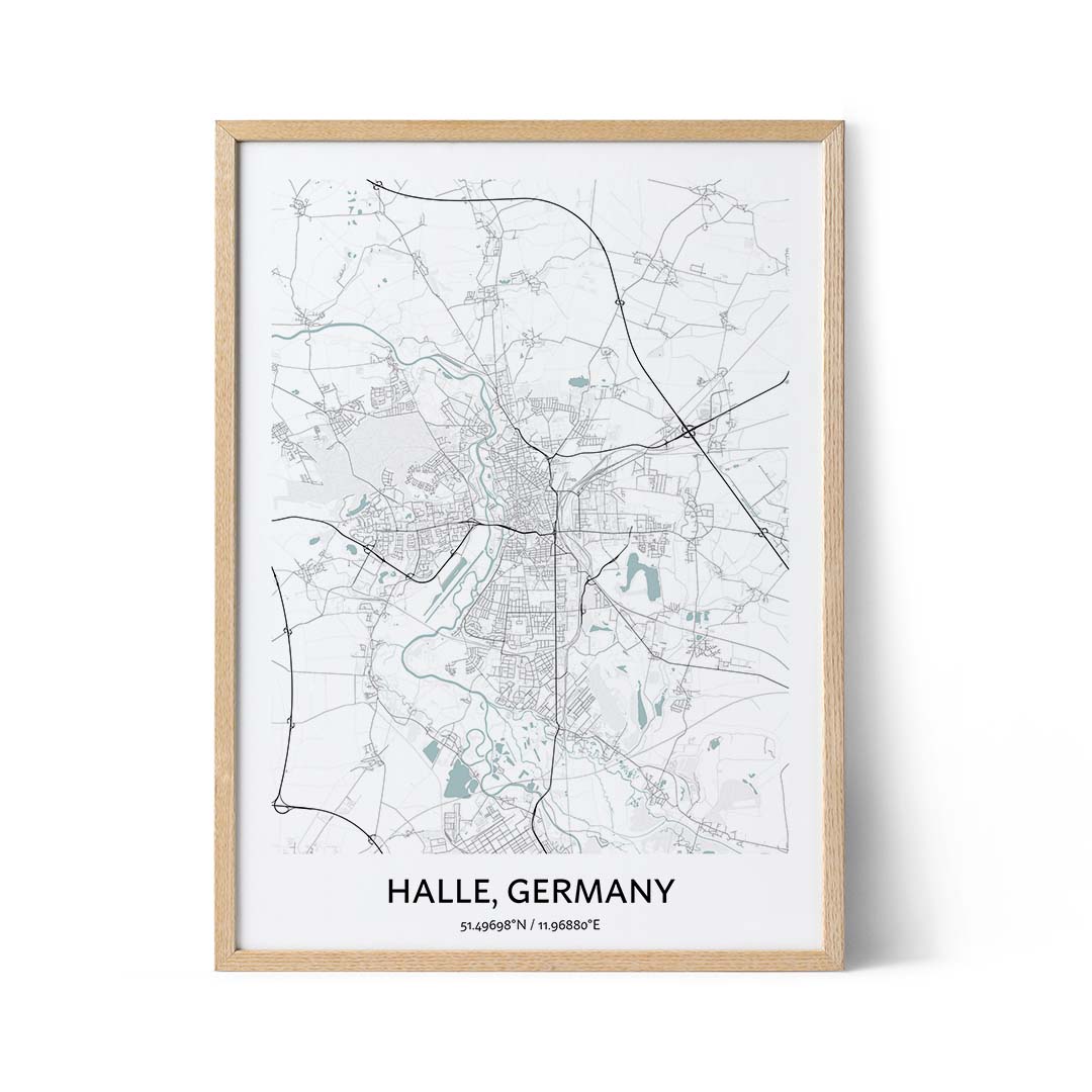 Halle city map poster